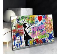 JACBON Banksy Graffiti Balloon Girl Never Give Up Inspirational Wall Art Poster and Print Canvas Painting for Living Room Decor 60x90cm（24x35inch Frameless