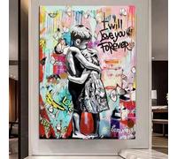 JACBON Banksy Wall Art I Will Love You Forever Poster Inspired Artwork Graffiti Canvas Painting Street Pop Art Prints 40x60cm（16x24inch InternalFrame