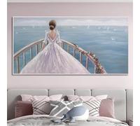 JACBON Big Size Modern Abstract Paintings On Canvas Aesthetics Women Beach Sea Landscape Prints For Living Room Wall Art Decor 80x160cm Frameless