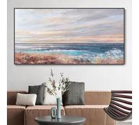 JACBON Canvas Wall Art Print - Large Blue Sea Canvas Home Decor Modern White Sea Wave Scenery Painting Seascape Wall Art 65x125cm（26x49inch Frameless