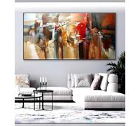 JACBON Contemporary Abstract Wall Art Extra Large Panoramic Oil Painting On Canvas for Living Room Hotel Decoration Painted 70x140cm Frameless