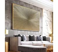 JACBON Gold Painting Oversized Paintings Champagne Gold Textured Wall Art Extra Large Wall Art Over Bed Decor Apartment Art 60x80cm Frameless