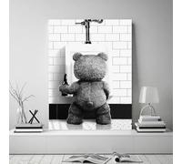 JACBON Grumpy Bear Drinking Beer Peeing To The Toilet Canvas Poster Abstract Wall Art Print Vintage Pictures For room Home Decor 60x90cm Frameless