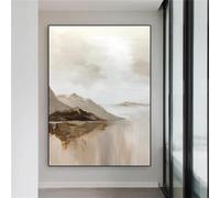 JACBON Large Beige Abstract Painting Poster Brown Minimalist Art Landscape Prints Brown Textured Mountain Art Home Wall Decor 50x70cm Frameless