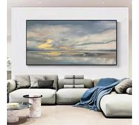 JACBON Large Coastal Wall Art Large Sunset Beach Abstract Painting Seascape Pictures Beach Scene Art Wall Decor Textured Art 60x120cm Frameless