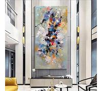 JACBON Large Size Wall Art Canvas Abstract PaintingsColorful Contemporary Oversized Wall Art for Living Room Decor 55x110cm（21x43inch Frameless