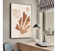 JACBON Lines Boho Matisse Coral Canvas Print Beige Abstract Painting Wall Art Poster Stickers Art Murals Decor Painting Art Print 50x70cm（20x28inch InternalFrame