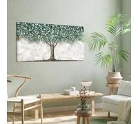 JACBON Modern Wall Decor Abstract Green Tree of Life Canvas Art Print Nature Landscape Painting on Canvas for Living Room Bedroom 62x122cm(24x49inch Frameless