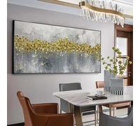 JACBON Nordic Luxury Home Wall Decoration, Oil Painting, Handmade Abstract Gold Foil Canvas, Mural with Textured Aesthetics for Bedroom 80x160cm Frameless