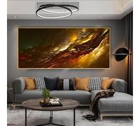 JACBON Poster Print Light Brown Green Cloud Painting Streak Of Light in The Darkness Wall Picture Living Room Canvas Modern Art 50x100cm（20x39inch InternalFrame