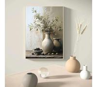 JACBON poster, still life, botanical painting, Vintage minimalist wall art canvas depicting an olive tree in a vase, home decor 40x60cm(16x24inch InternalFrame