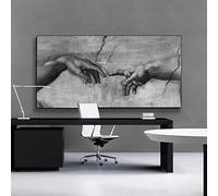 JACBON Retro Art The Creation of Adam By Michelangelo Hand of God Poster Print Canvas Painting Wall Art Picture for Room Decor 90x180cm Frameless