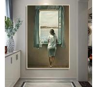 JACBON Salvador Dali Woman at The Window Posters and Prints Woman Canvas Wall Art Pictures for Living Room Decor Figure Painting 50x75cm Frameless