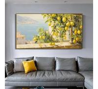 JACBON View with Lemons Vintage Poster Canvas Painting Print Wall Art Picture Rustic Farmhouse Aesthetic Room Home Decor(65x125cm（26x49inch)/frame