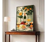 JACBON Vintage Dining Table Mediterranean Food Illustration Canvas Print Poster for Living Room Kitchen Home Decor Poster(50x70cm（20x28inch)/Frameless