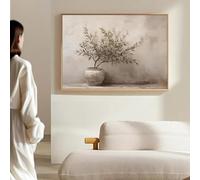 JACBON Vintage Minimalist Wall Art Olive Tree in Vase Canvas Painting Poster Prints Still Life Botanical Antique Home Room Decor 65x130cm（26x51inch InternalFrame