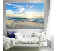 JACBON Vintage Posters Prints Seascape Sunrise Flying Bird Canvas Painting Wall art Decorative Prints For Living Room Home Decor 50x70cm（20x28inch Frameless