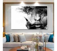 JACBON Wall Art Black and White Abstract Women HD Modern Minimalist Canvas Poster Prints Home Bedroom Living Room Decoration 70x105cm（28x41inch InternalFrame