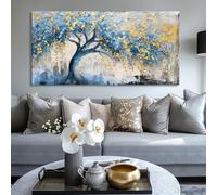 JACBON Wall Art Tree of blue Life Abstract Canvas Painting Textured Picture, Modern Landscape Artwork for Living Room Office Decor(40x80cm（16x31inch)/frame