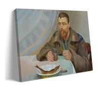 Jacek Malczewski 1909 Exile - Right Section of The Triptych Wall Art Print, Symbolism Painting with Bearded Man, Glass And Fish Elements Wall Art Aesthetic Canvas Painting Picture Living Room Decor Ho