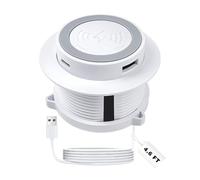 JACEPFY Desktop Charger, Pop up 15W Fast Retractable Desktop Charger, Invisible Charging Station with USB A and Type C Ports, Recessed Desktop Charging for Desk, Furniture - White (White)