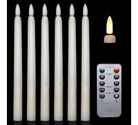 JACEPFY Tapered Candles Battery Operated 6pcs Taper Candle Lights with Remote & Timer Flickering Ivory Taper Candles for Easter Decoration