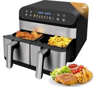 Jacgood 9L Dual Basket Air Fryer, Large Dual Zone Digital Airfryer, 8-IN-1 Cooking Presets, 2 Drawers, with Smart Finish, Healthy Oil Free & Low Fat Cooking, Touch Screen, Non-Stick, Dishwasher Safe