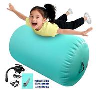 Jacgood Air Roller Gymnastics Tumbling Barrel, 80 CM Inflatable Air Tumble Track Mat Backbend Trainer with Electric Air Pump for Yoga Training Backflip Home Use
