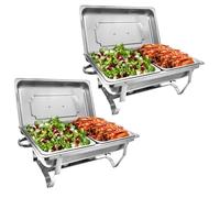 Jacgood Chafing Dish Buffet Set, 2 Pack 8QT Buffet Servers And Warmers, Chafing Servers With Covers, Half Size Food Pan, Chafer, Folding Stand, Food Warmer For Parties