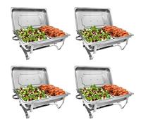 Jacgood Chafing Dish Buffet Set, 4 Pack 8QT Buffet Servers and Warmers, Chafing Servers with Covers, Half Size Food Pan, Chafer, Folding Stand, Food Warmer for Parties