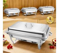 Jacgood Chafing Dishes for Buffet, 9L Roll Edge Designed Chafing Dish Buffet Set Food Warmers for Parties, Birthday, Holiday Parties, Church Events (4 Pack Full Size)