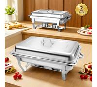 Jacgood Chafing Dishes for Buffet, 9L Roll Edge Designed Chafing Dish Buffet Set Food Warmers for Parties, Birthday, Holiday Parties, Church Events (2 Pack Full Size)
