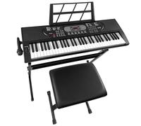 Jacgood Digital Keyboard Piano 61 Keys for Beginners, Portable Electric Piano Keyboard with Keyboard Stand, Padded Piano Stool & Microphone, Velocity-Sensitive Keys, 200 Timbres & Rhythms, Black