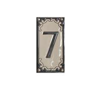 Jacho Black Hand-Painted Number and Letter Tiles 11 x 5.5 cm with Optional Metal Filigree Frames (Number 7 Tile)
