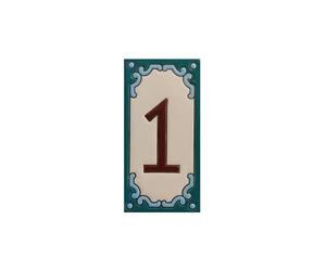 Jacho M-13 Hand-Painted Ceramic Number Tiles and Letter, A, B, C 11 x 5.5 cm (Number 1 Tile)