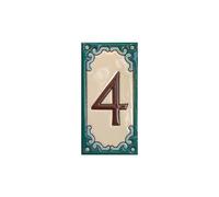 Jacho M-13 Hand-Painted Ceramic Number Tiles and Letter, A, B, C 11 x 5.5 cm (Number 4 Tile)