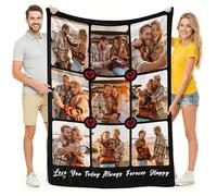 Jachsia Personalised Blanket for Adults Create Your Own Custom Photo & Text Throw Customised with Your Picture Soft Flannel Blankets Personalised Gift for Mum, Dad, Couples