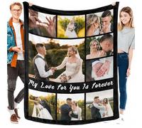 Jachsia Personalised Blanket for Adults Create Your Own Custom Photo & Text Throw Customised with Your Picture Soft Flannel Blankets Personalised Gift for Mum, Dad, Couples