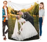 Jachsia Personalised Blanket for Adults Create Your Own Custom Photo & Text Throw Customised with Your Picture Soft Flannel Blankets Personalised Gift for Mum, Dad, Couples