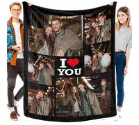 Jachsia Personalised Blanket for Adults Create Your Own Custom Photo & Text Throw Customised with Your Picture Soft Flannel Blankets Personalised Gift for Mum, Dad, Couples