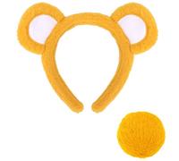Jaciya Bear Ears Headband Set for Women - Bear Costume Accessories with Nose Bow Tail(Yellow)