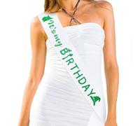 Jaciya Birthday Sash for Women & Girls - It's My BIRTHDAY Green Glitter Sash Witch Themed Birthday Decorations