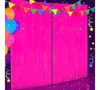 Jaciya Glow in The Dark Party Supplies Neon Birthday Party Decorations 2 Packs Foil Fringe Curtains Photo Booth Prop Backdrop