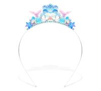 Jaciya Mermaid Birthday Decorations Pearl Headband for Girls Rhinestone Headband for Women Metal Blue Headband Mermaid Themed Party Gift