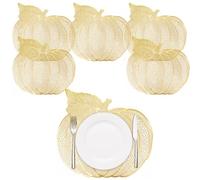 Jaciya Pumpkin Placemats Set of 6 Harvest Fall Placemats Gold Pumpkin Design Place Mats Thanksgiving Table Decor