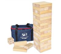 JacJoe All Pro Jumbo Wooden Tumble Tower Game with Dice and with Carrying Bag, Classic Stacking Games 54 Pcs Building Blocks for Indoor/Outdoor (up to over 150cm) (Pack of 6)