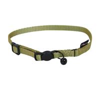 JACK AND VANILLA, Adjustable Cat Collar in Green Nylon, Safety System, Lightweight and Comfortable, Size 10 mm, Length 24-35 cm, Ideal for Active Cats, Comfort Model