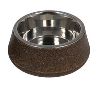 JACK AND VANILLA, Bon Appetit Bamboo and Stainless Steel Non-Slip Pet Bowl with Elegant and Eco-Friendly Design, Capacity 850 ml, Diameter 17 cm, Brown