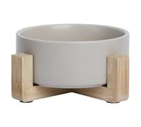 JACK AND VANILLA, Bon Appetit Elegant Ceramic Bowl with Bamboo Stand, 1800 ml Capacity, Modern and Sophisticated Design, Ideal for Dogs and Cats, Grey