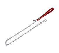 JACK AND VANILLA, Chain Lead for Dogs, Greasy Leather, Red, Size 12 mm x 110 cm